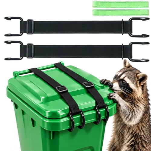 2 Pack Metal Double Claw Trash Can Lid Lock, Bear Proof Strap - Image 2