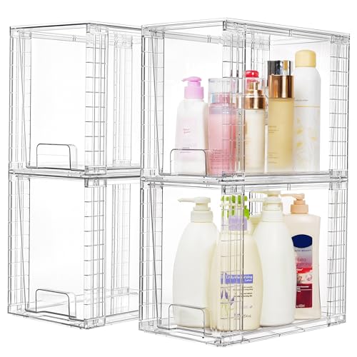Vtopmart 4 Pack Clear Stackable Storage Drawers,9.7" High Plastic - Image 5