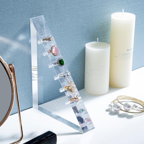 MyGift Premium Clear Acrylic 6-Slot Ring Holder Display - Image 7