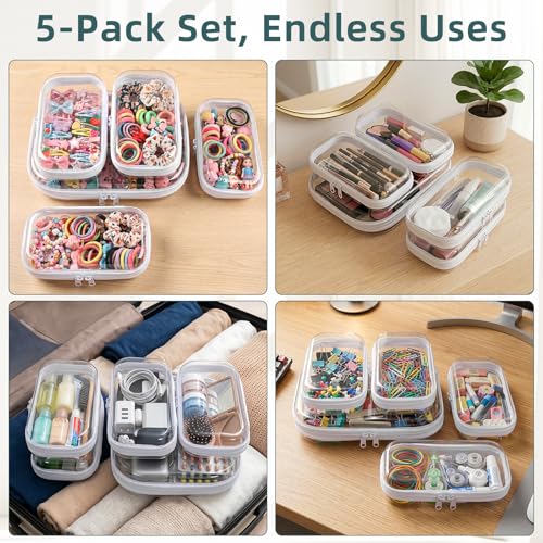 Clear Hard Shell Zipper Cases (5 Packs), Plastic Hard - Image 4