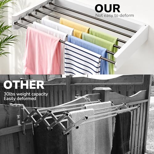 Wall Mounted Clothes Drying Rack Collapsible, Pure - Image 6