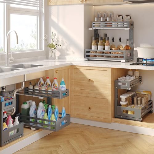2-Pack Under Sink Organizers and Storage,2-Tier L Shape - Image 7