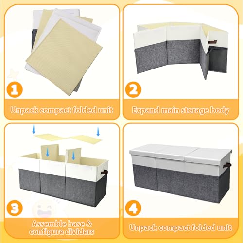 Extra Large 150L Toy Box with Lids, Collapsible Toy Chest Storage - Image 6