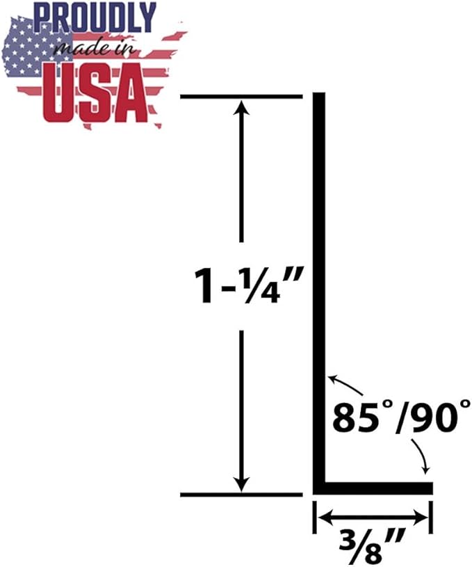 Outwater Plastics 1441-Wh White 3/8 Inch X 1-1/4 Inch X 3/64 (.047) Inch Thick Styrene Plastic Angle Moulding 48 Inch Lengths (Pack of 3)