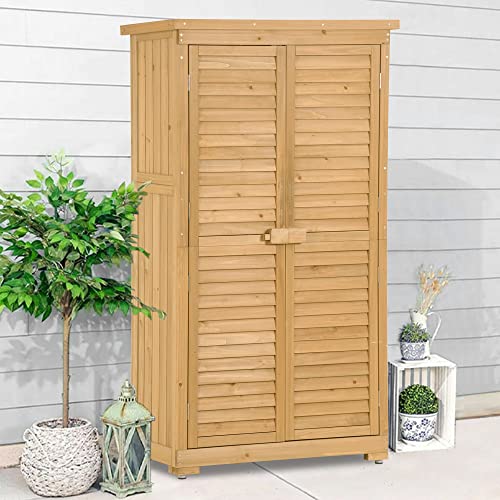 Outdoor Garden Storage Shed, Vertical Storage Cabinet with 3 - Image 3