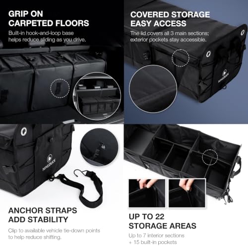 1680D 114L Extra-Large Collapsible Car Trunk Organizer with Lid - Image 6