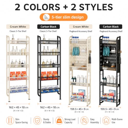 Behind the Door Bathroom Storage Shelf, 5-Tier Slim Organizer - Image 8