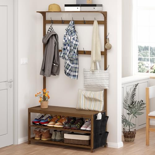 Hall Tree with bench and shoe storage, Entryway Bench - Image 5