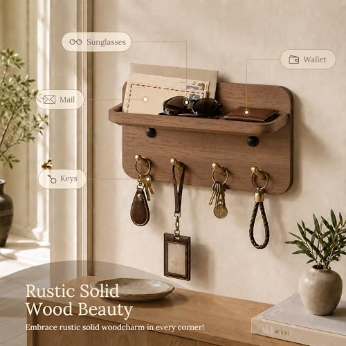 Key Holder Wall Mount, Solid Wood Key Holder for Wall - Image 5