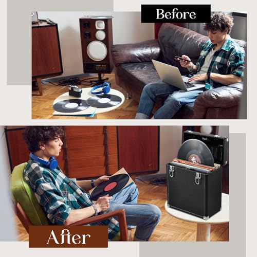 Vinyl Record Storage Box with Lock Record Organizer - Image 6
