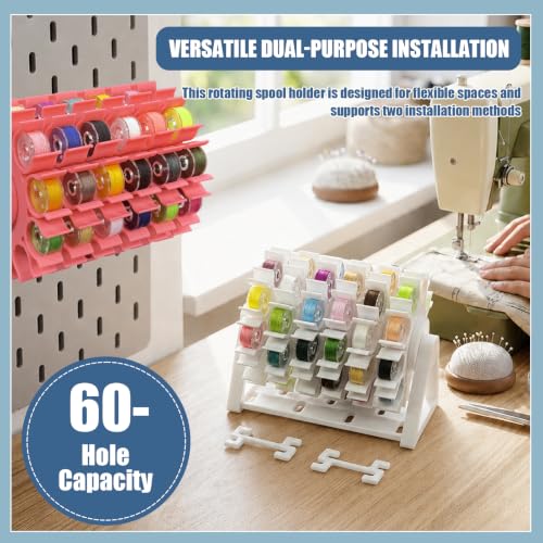 Rotating Bobbin Thread Organizer, 60-Hole Sewing Thread Holder - Image 5