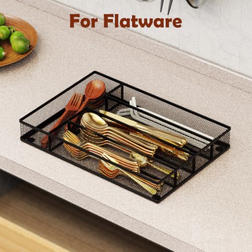 Desk Drawer Organizer Tray, Silverware Metal Mesh Desk Organizer - Image 7