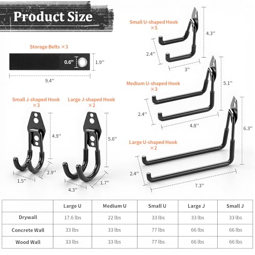 Housolution Steel Garage Hooks - 18Pack Anti-Slip Coating, Black - Image 3