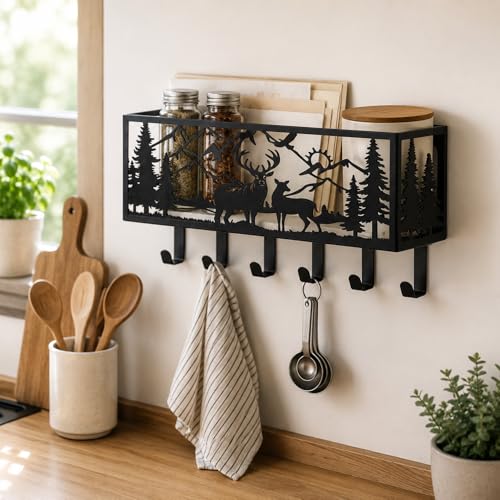 Key Holder Wall Mount with Mail Organizer, Deer Metal - Image 6