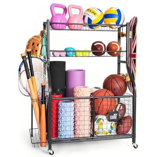 Mythinglogic Rolling Sports Equipment Organizer for Garage - Image 2