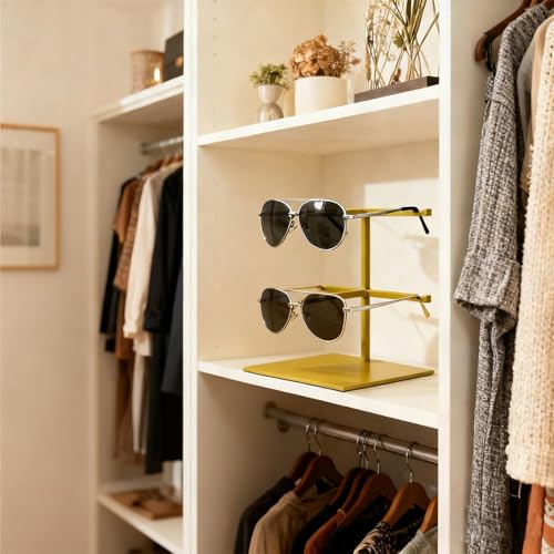 2-Tier Gold Sunglass Display Stand,Sunglass Organizer (1-Pack) - Image 4