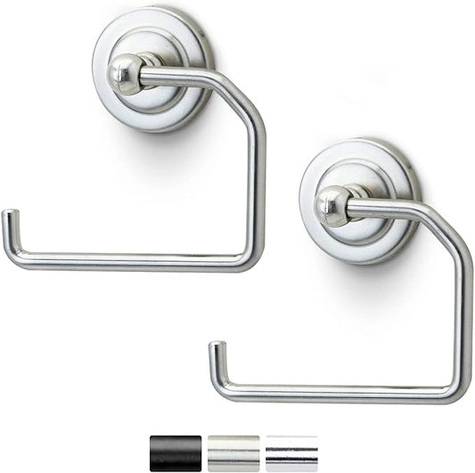 Jack N’ Drill Toilet Paper Holder 1 Pack with Free Towel Hook, Elegant European Style with Durable Wall Mount, Rust-Free Brushed Nickel Bathroom Accessories for Your Home, Bathroom & Office(2 Pack BN)