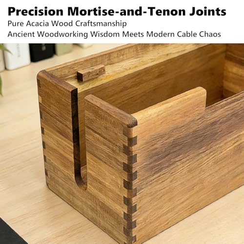 Acacia Wood Cable Management Box, Wooden Cord Hider | All Products - Image 6