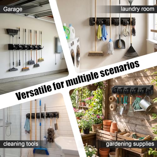 2 Pack Wall Mount Broom Holder, Broom and Mop Organizer - Image 7