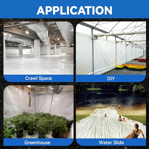 White 10 Mil Plastic Sheeting, 10x100', Crawlspace Vapor Barrier - Image 7
