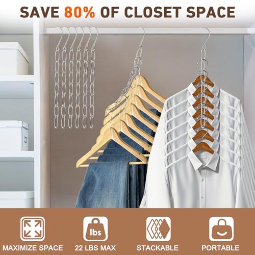 Space Saving Hangers, 4 Pack Metal 7-Loop Clothing Chain Hanger - Image 3