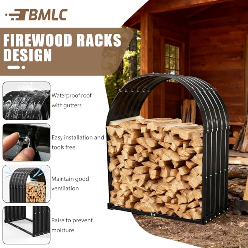 TBMLC Heavy-Duty Black Firewood Storage Shed with Round - Image 4