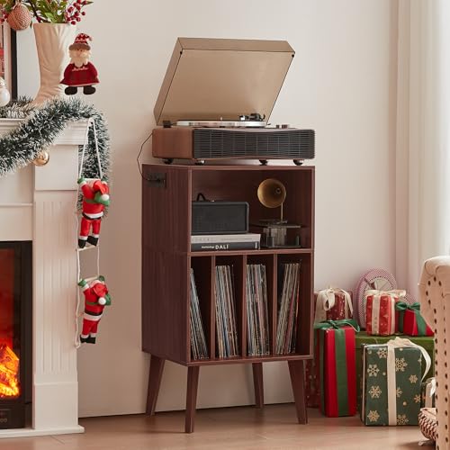 Lerliuo Record Player Stand, Walnut Turntable Stand Holds up - Image 6