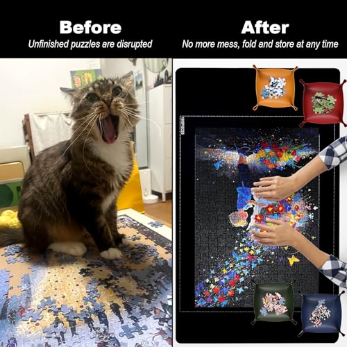 46" x 26" Rubber Jigsaw Puzzle Mat Roll Up for 1500 Pieces - Image 6