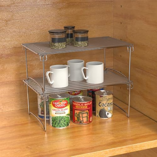 Deco Brothers Stackable Cabinet Shelf Organizer, 2 Pack, Chrome - Image 6