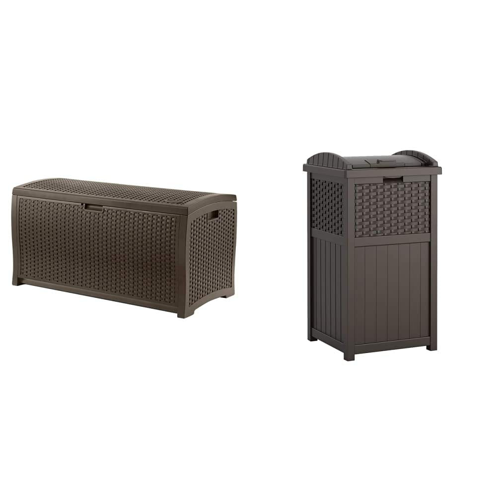 Suncast 73-Gallon Medium Deck Box and 33 Gallon Hideaway Can - Image 1