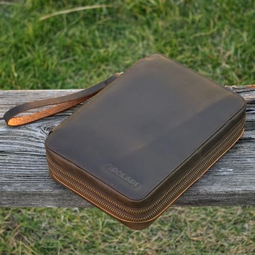 Polare Full Grain Leather Travel Cable Organizer Case Double - Image 3