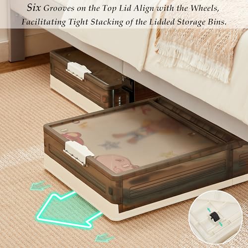 VECELO Under Bed Storage with Wheels, 2 Pack Stackable - Image 5