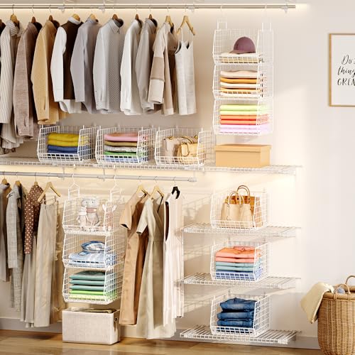 4" Extra Deeper Foldable Hanging Closet Organizer, Small Wire - Image 3
