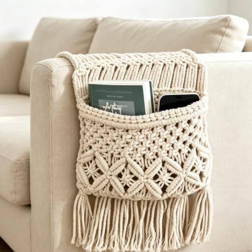Sofa Armrest Organizer, Armchair Caddy, Macrame Couch Organizer - Image 7