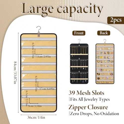 2 Pack Hanging Jewelry Organizer Storage with Zipper - Image 4