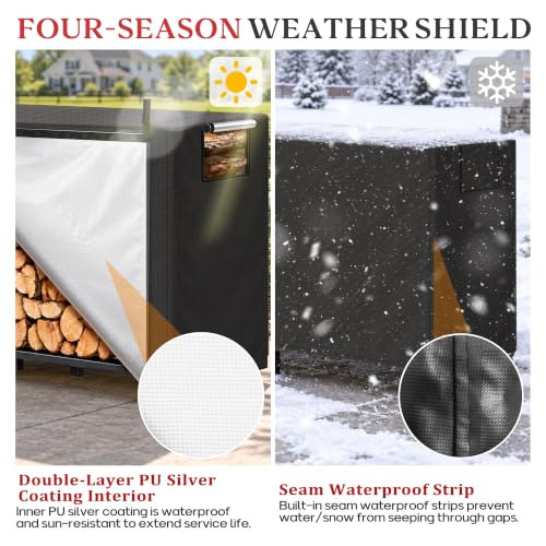 8FT Waterproof Firewood Rack Cover with Vent & Adhesive - Image 7