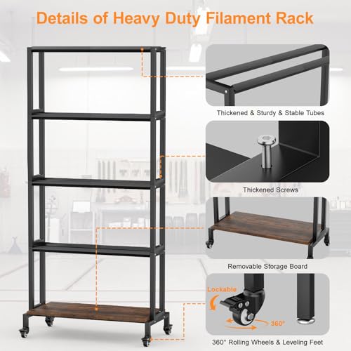 Ormeli 3D Printer Filament Storage Rack, 5-Tier 3D | Home Organization - Image 6