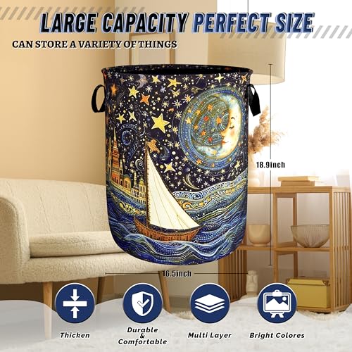 Moon Starry Sky Laundry Basket Oxford Cloth | Home Organization - Image 4