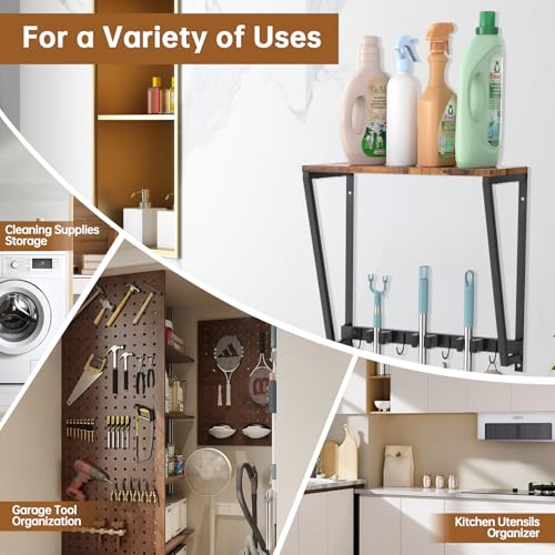 Broom and Mop Organizer Wall Mount, Heavy Duty Broom - Image 8