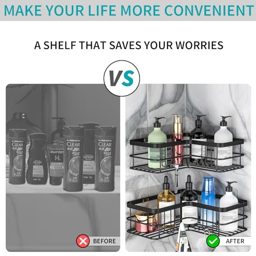 Corner Shower Caddy, Adhesive Shower Shelves No Drilling [2-Pack] - Image 5