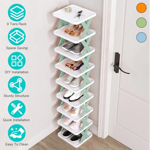 KOCASO Tall Narrow Vertical Shoe Rack, 9 Tier Space Saving Shoe - Image 4