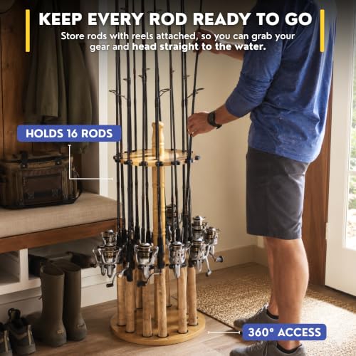 Rush Creek Creations 16-Rod Round Fishing Rod Holder for Garage - Image 3