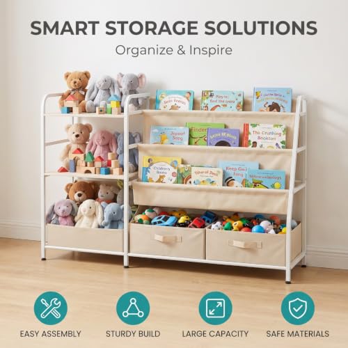 Kids Bookshelf and Toy Storage Organizer, 4-in-1 Bookcase - Image 6