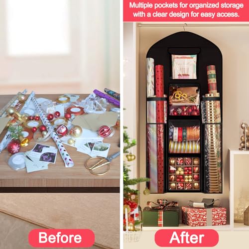Hanging Wrapping Paper Organizer Storage, Over Door Gift - Image 6