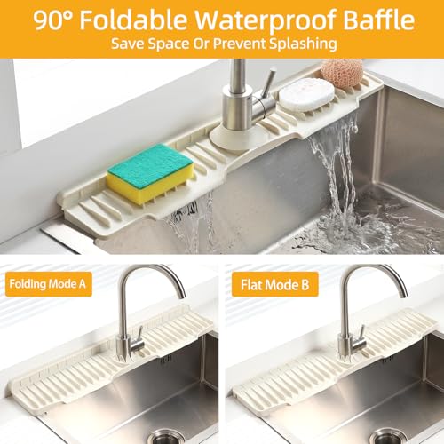 24" Silicone Sink Mat for Kitchen(Released in 2026), 2 PCS Beige - Image 6