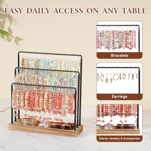 Jewelry Organizer Stand, 75 Hooks Wood & Metal Brace | Jewelry Organiz - Image 5
