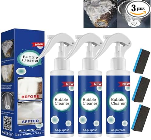 3PCS Bubble Cleaner Foam, Foaming Heavy Oil Stain Cleaner, Stubborn Grease Spray