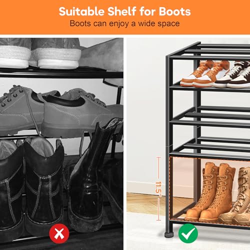 KEETDY 5-Tier Heavy Duty Shoe Rack for Garage Entryway, Stackable - Image 6