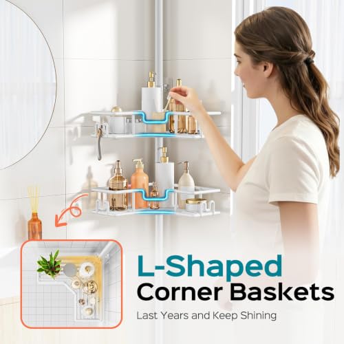 HAMITOR Corner Shower Organizer, 4-Tier Tension Pole | All Products - Image 4