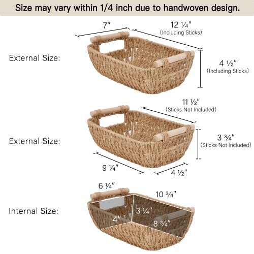 StorageWorks Hand-Woven Small Wicker Baskets, Round Paper Rope - Image 3
